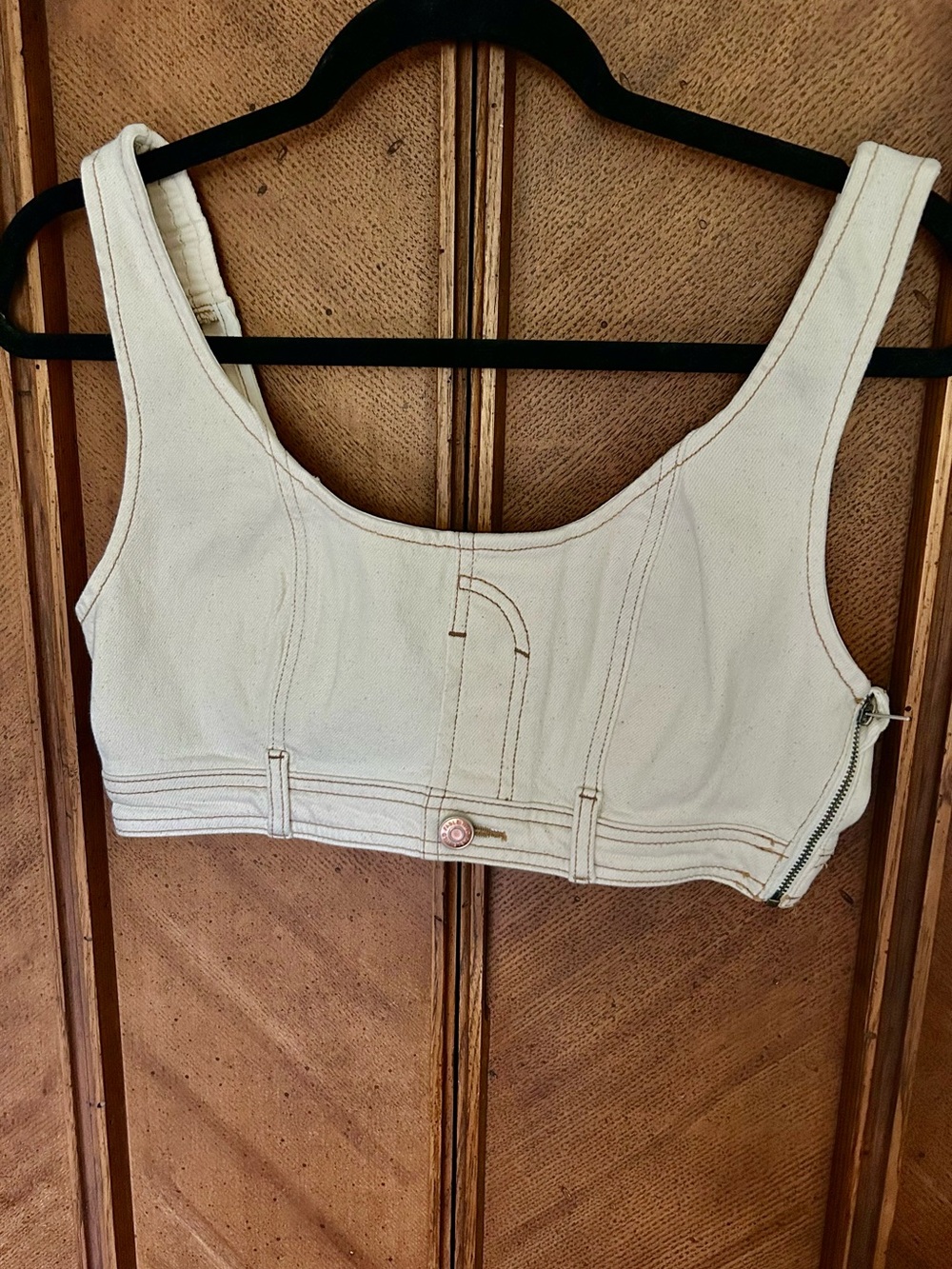 Cream denim bra/ crop top- never worn